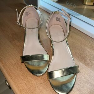 JustFab Gold Ankle Strap Heels